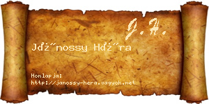 Jánossy Héra névjegykártya